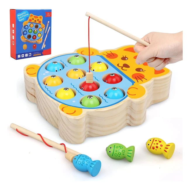 Jeu de pêche magnétique en bois pour enfants de 2 ans - Jouet éducatif Montessori pour bébé - Développement de l'enfant - Puzzle pour bébés