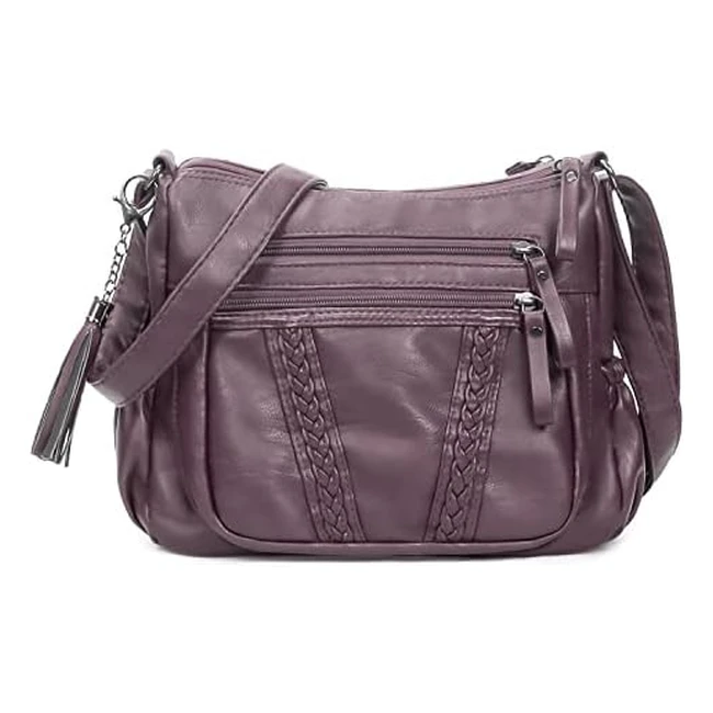 Volganik Rock Soft PU Leather Crossbody Handbag for Women - Multi Pocket Lightweight Shoulder Bag