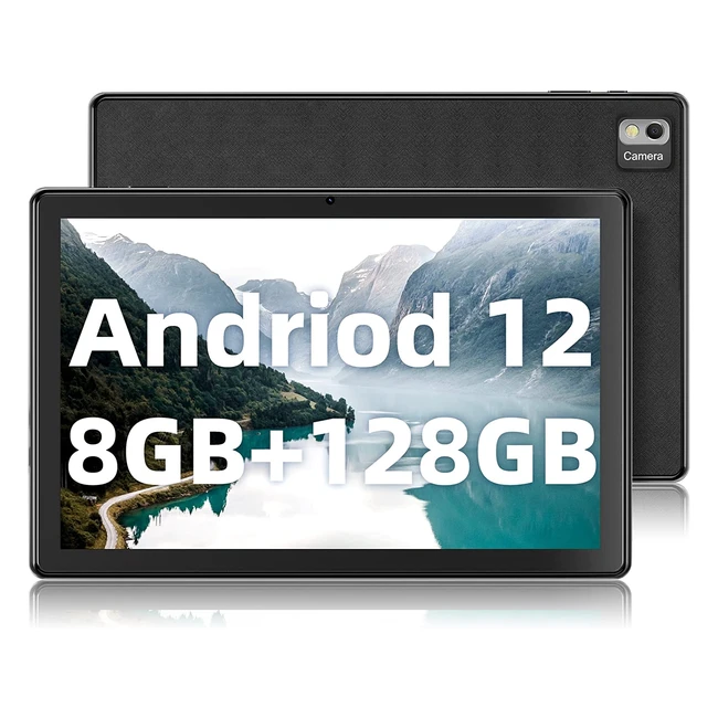 SGIN 10 Zoll Tablet, 8GB RAM, 128GB ROM, Android 12, Quad-Core-Prozessor, HD-IPS-Display, 6000mAh Akku, Dual-Kamera, Bluetooth 5.0, GPS, SIM, Schwarz