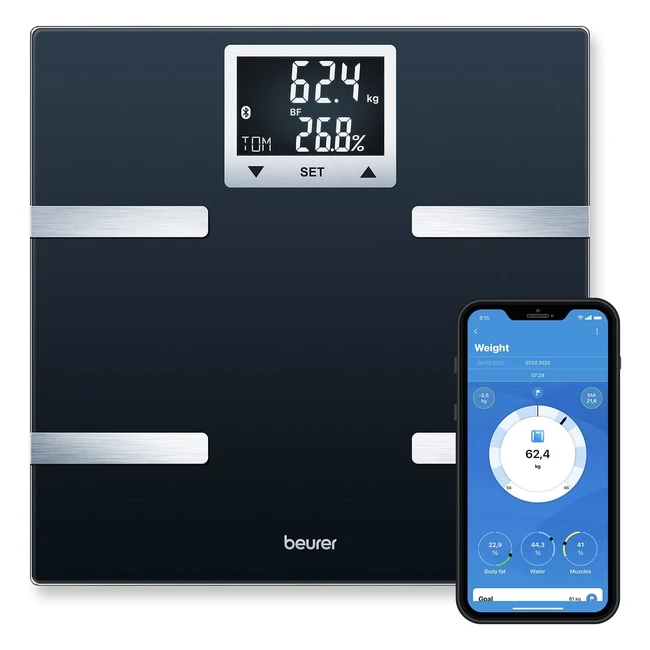 Balance impédancemètre Beurer BF 720, mesure poids, graisse corporelle, muscle et calories, avec Bluetooth et synchronisation smartphone