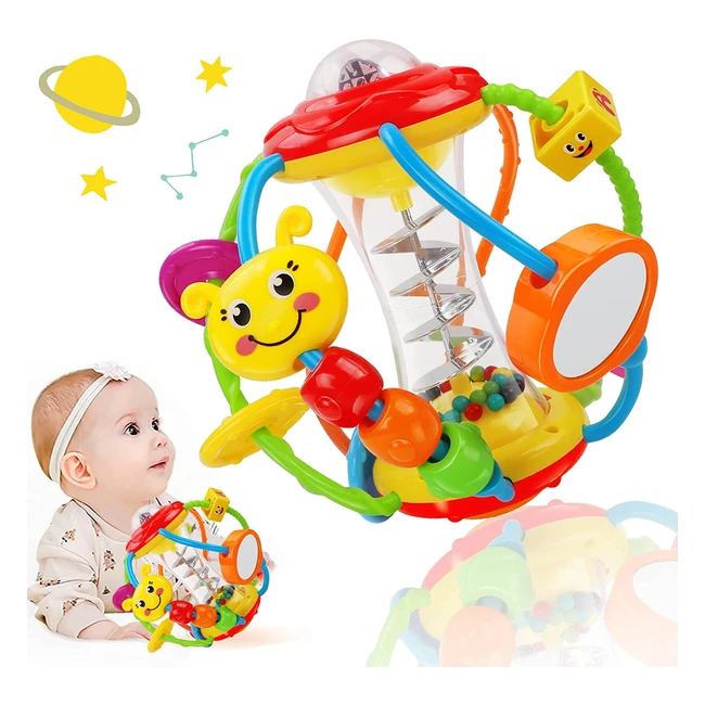 Juguete de motricidad para bebés 6-12 meses - Sonajero, pelota de agarre y anillo de dentición para jugar, gatear y fortalecer músculos