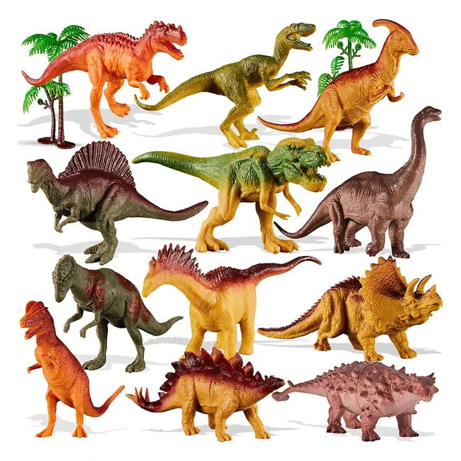 Juego de dinosaurios Toey Play para niños de 3 años, 12 figuras grandes con Tiranosaurio Rex, Velociraptor, Triceratops y más
