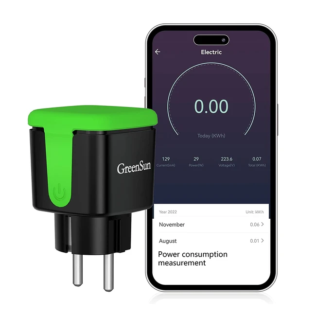 Greensun Outdoor Socket - Wasserdicht, Alexa-kompatibel, Stromverbrauchsmesser und Smart Plug