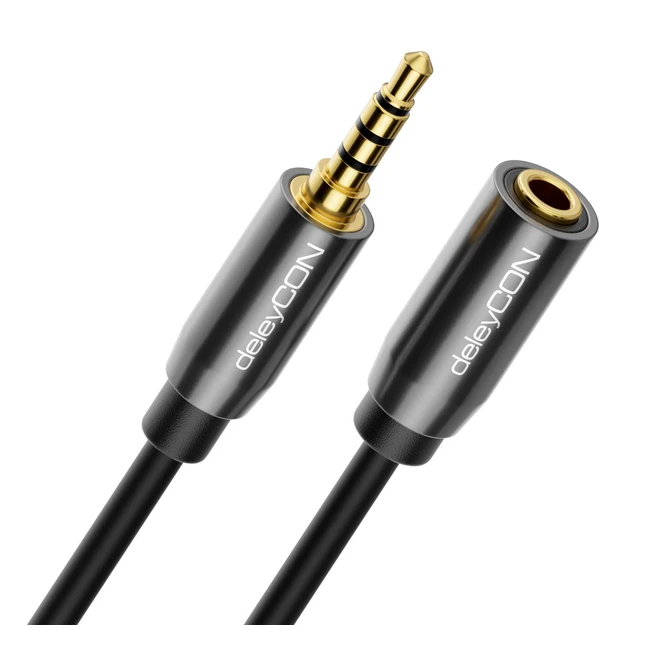 Câble Extension Casque et Microphone deleycon 1m Jack 3.5mm CTIA 4 Broches TRRS - Audio Stéréo Métal - Extra Fin et Flexible