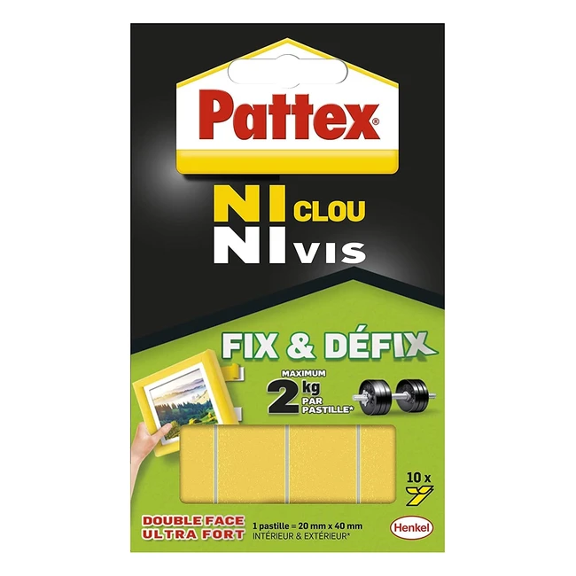 Pattex Ni Clou Ni Vis Fix Dfix Adhsif Blanc - Fixation Surpuissante Intrieur e