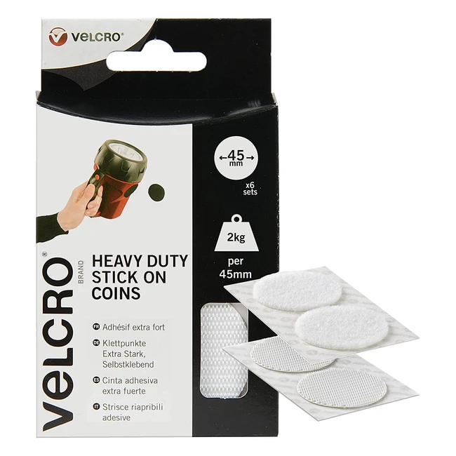 Cinta adhesiva extra fuerte Velcro 45mm x 6 - soporta hasta 2kg - alternativa a clavos y tornillos