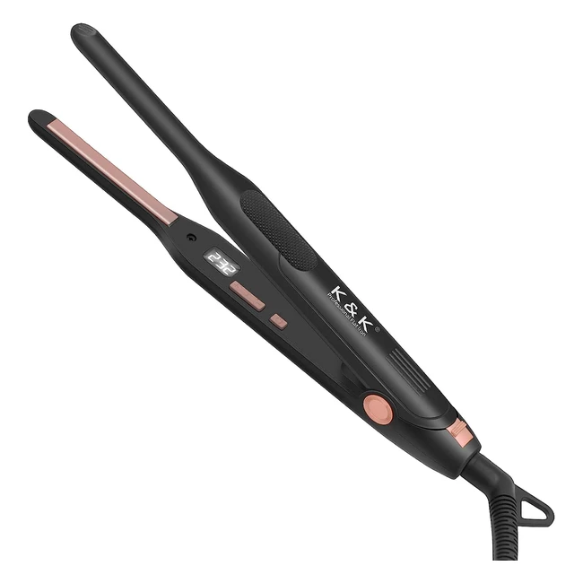 KK Upgrade Pencil Straighteners for Short Hair - Mini Straightener and Curler - Thin Ceramic Floating Plate - Auto Shut Off Flat Iron for Women and Men - Beard - 03 Inch