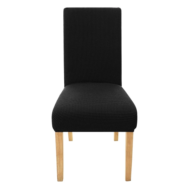 Housse de chaise mariage extensible jacquard microfiber Umi - 6 pièces noir 45x45x60cm