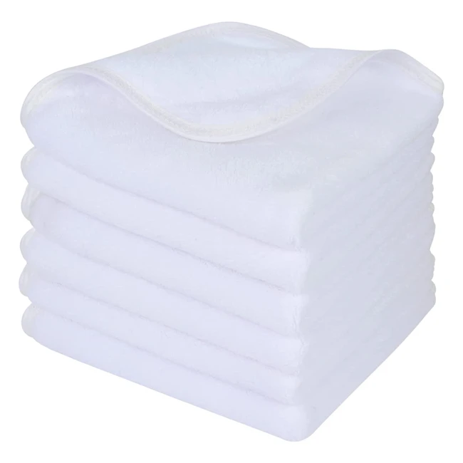 Serviette démaquillante en microfibre Sinland - Super douce et réutilisable pour tous types de peau - 6pcs blanc 30x30cm