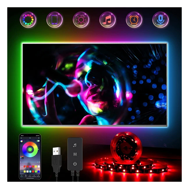 Retroilluminazione LED TV 4m con App Controllo RGB - Strisce Luminose Sincronizzazione Musicale - Bias Illuminazione per 45-75 Pollici - Alimentazione USB per TV PC Monitor Sala Giochi