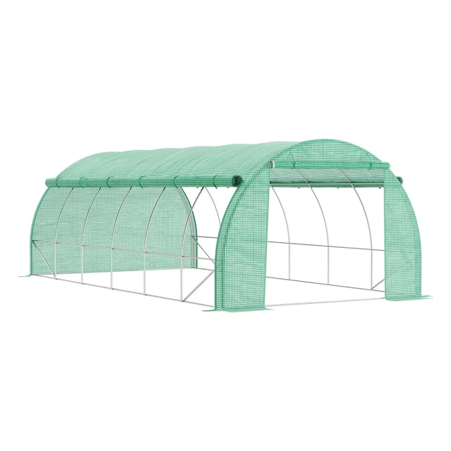 Outsunny Polytunnel Greenhouse 6x3x2m - UV Protection, Rollup Covers, Steel Tube, Ideal for Tropical Plants, Vegetables, and More