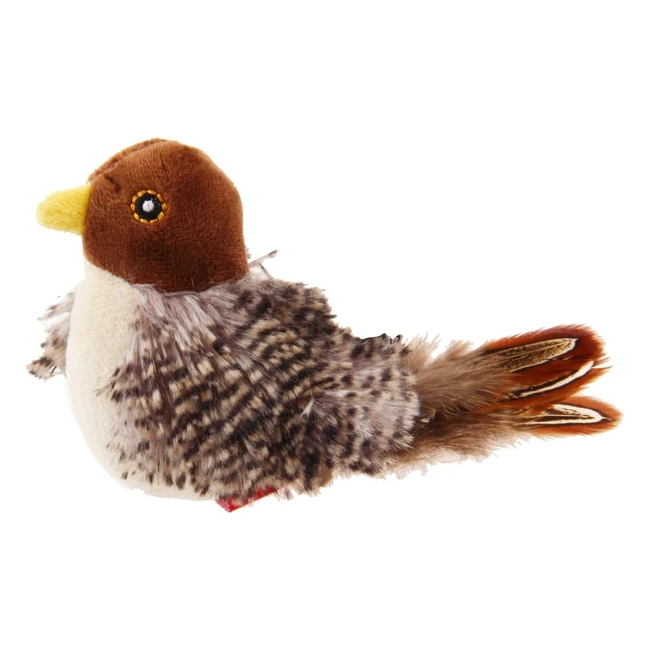Interactive Cat Feather Toy - Realistic Sparrow Squeaking Sound - Gigwi Plush Ca