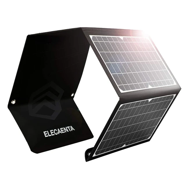 Elecaenta 30W ETFE faltbares Solarladegerät - 3-Port USB PD18W QC3.0 Type-C Solarpanel mit Reißverschluss-Schutz - Tragbarer Monokristallin-Outdoor für Smartphone, Handy, Tablet, Powerbank, Kamera