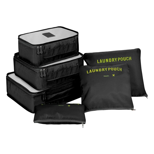 Organizer Valigie Packing Cube Coolzon - Set di 6 cubi organizzatori per viaggio nero
