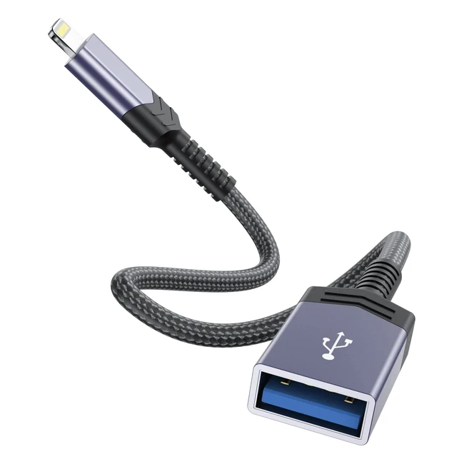 Adattatore Lightning USB 3.0 per iPhone Apple MFi - Trasferimento dati veloce e compatibilità con fotocamera, tastiera, mouse e altro