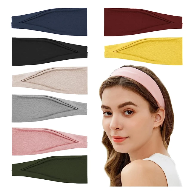8 Pack Stretchy Headbands for Women - No Slip, Soft & Elastic Hair Accessories for Girls - Perfect for Yoga, Workouts & More