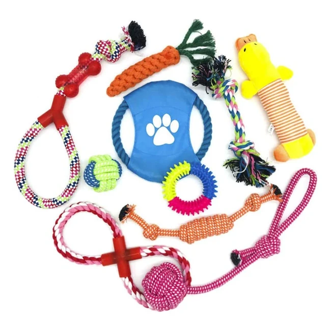 Wefine Hunde Kauspielzeug 10 Stück - Natürliches Baumwollseil für kleine und mittlere Hunde - Zahntraining und Spielspaß