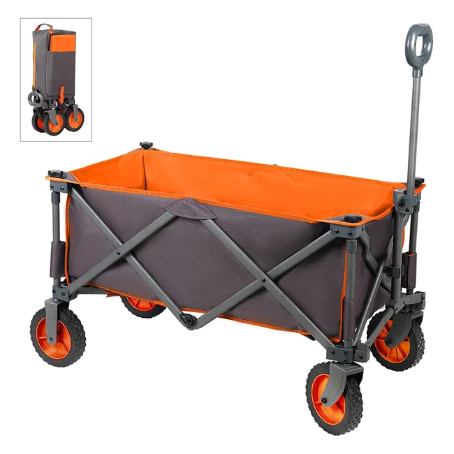 Portal Faltbarer Handwagen mit abnehmbarem Stofftransportwagen - Tragbarer Strandwagen, Gartenwagen, Faltwagen - max. Belastbarkeit 100 kg - Orange