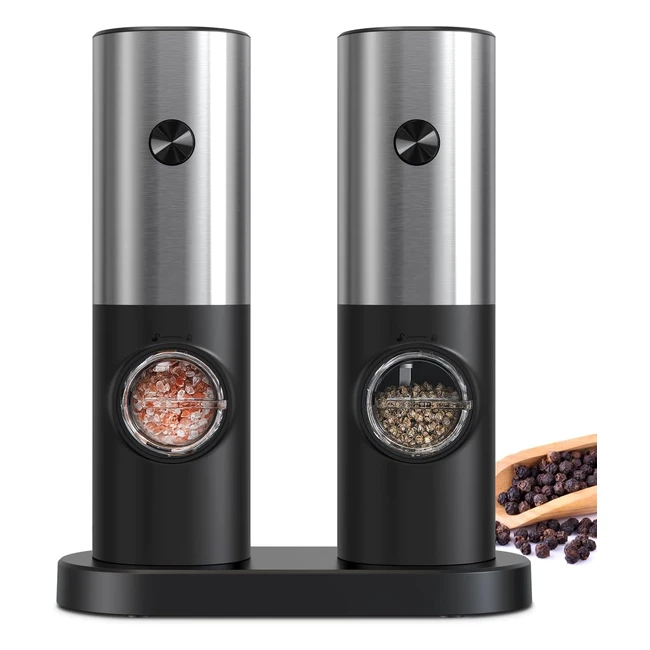 Cokunst Electric Pepper and Salt Grinder Set with Adjustable Coarseness and LED Light - Ideal for BBQ, Restaurant, and Kitchen