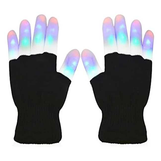 Vicloon LED Flashing Rave Gloves - Multi-Mode Colorful Finger Lights for Zoom T