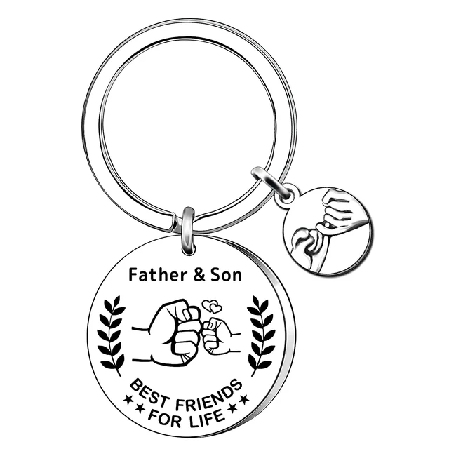 Unique Dad Gifts - Engraved Letter Pendant Keyring for Father and Son Best Friends - AMZQ