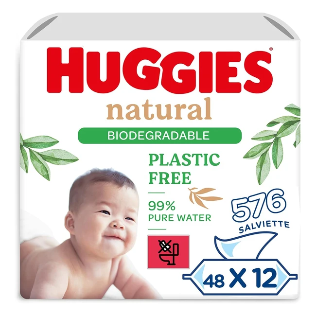 Huggies Pure - Salviette Biodegradabili per Bambini - 576 Salviette