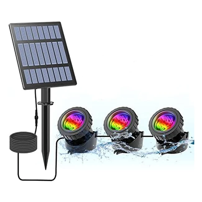 Coreslux Solar Pond Lights - Waterproof, RGB Color Changing, Set of 3