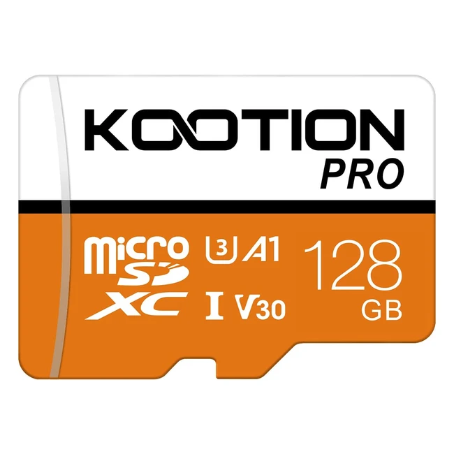 Tarjeta de memoria microSDXC U3 y V30 Kootion 128GB con adaptador - Grabación 4K Full HD