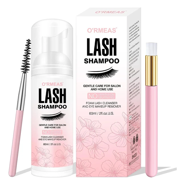 Gentle Lash Shampoo for Eyelash Extension - Vegan & Cruelty-Free - Removes Makeup, Oil Residue, and Dead Skin Cells - Salon & Home Use - 60ml