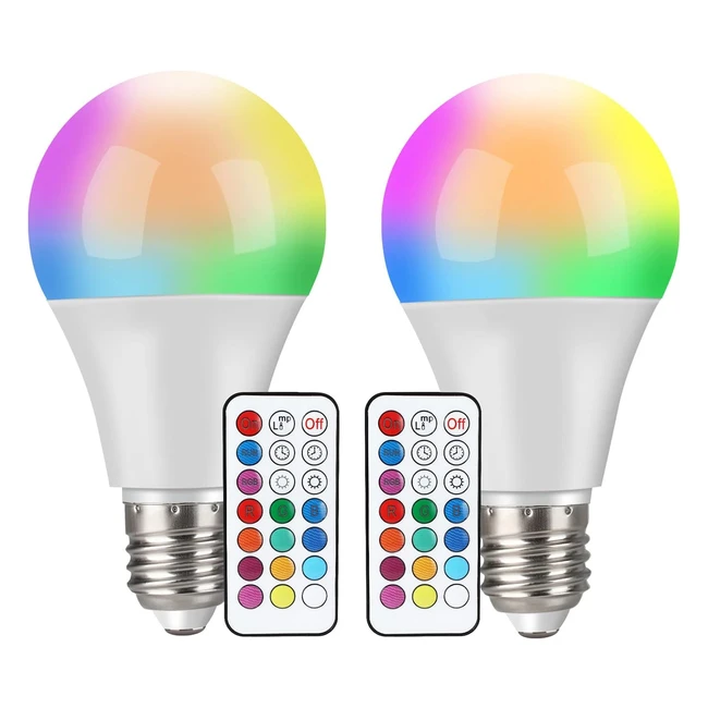 Ampoules LED Couleur 2 Pack 10W E27 RGBW Dimmable avec Tlcommande - Dcorat