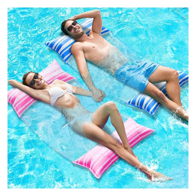 Matelas gonflable piscine adulte - Lenbest 2pcs - Hamac flottant piscine - Fauteuil gonflable piscine - Polyvalence 4 en 1