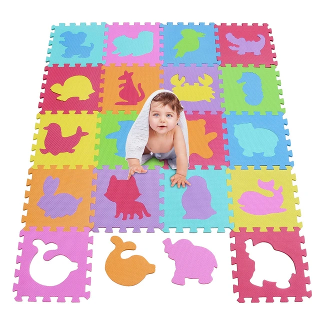 Tapis de sol bébé Mshen Puzzle Géant Animaux 18 dalles en mousse multicolores