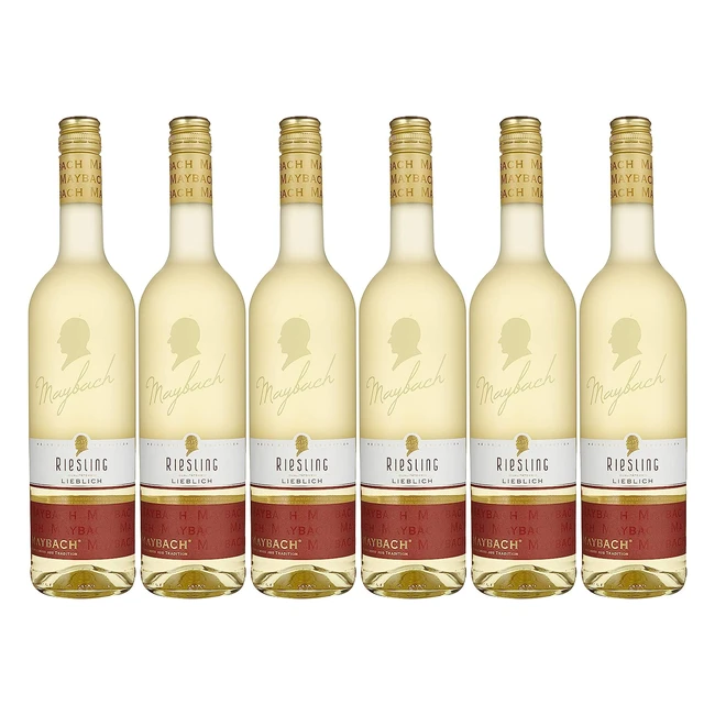 Maybach Riesling Lieblich QbA 2016, 6x0,75l - Fruchtiger Wein mit Mirabellen- und Pfirsicharomen