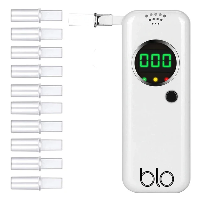 Etilometro portatile Blouk per alcol test - Misuratore tasso alcolemico con schermo LCD digitale e risultati rapidi e accurati - 10 beccucci monouso inclusi