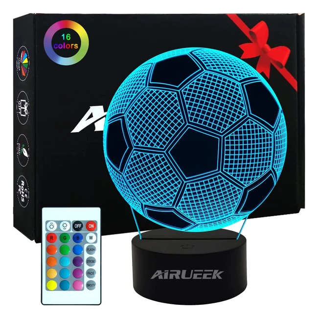 Lámpara LED 3D de fútbol para niños con control remoto - Regalo ideal para Navidad y cumpleaños