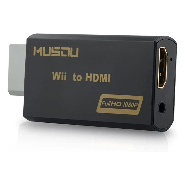 Adattatore Wii HDMI Musou - Convertitore Wii 2 HDMI 1080p con Jack da 35mm Audio Ingresso e Uscita