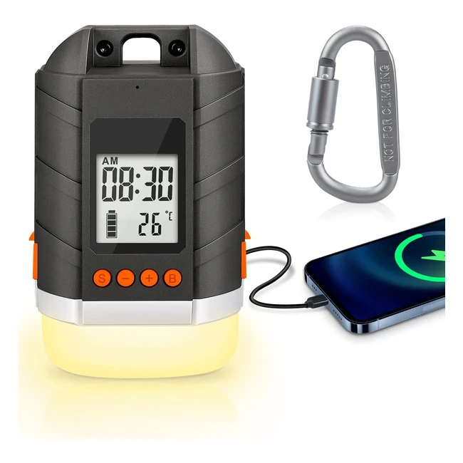 Lanktoo LED Camping Lantern - USB C Rechargeable, 4 Light Modes, 10400mAh Power Bank, LCD Screen, Waterproof Outdoor Working Light