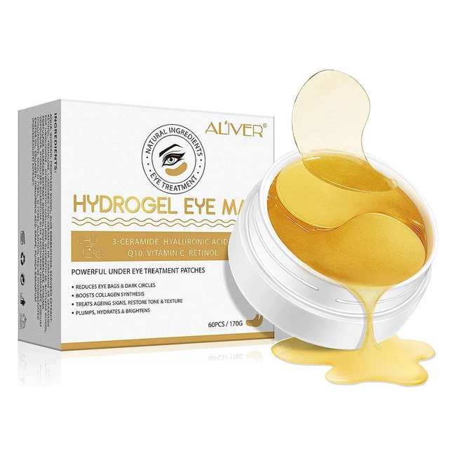 Premium Ifudoit 24K Gold Under Eye Patches - Moisturizing, Hydrating, Anti-Aging, and Great for Removing Wrinkles, Dark Circles, and Puffiness (30 Pairs)