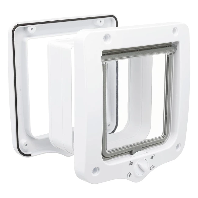 Trixie 4-Way Cat Flap with Tunnel - White, 578g - Silent Action, Magnetic Clasp, 360 Seal