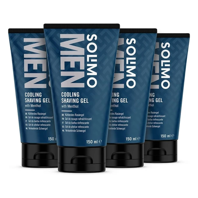 Solimo Men Cooling Shave Gel 4x150ml - Menthol - Close Shave - Fresh Skin