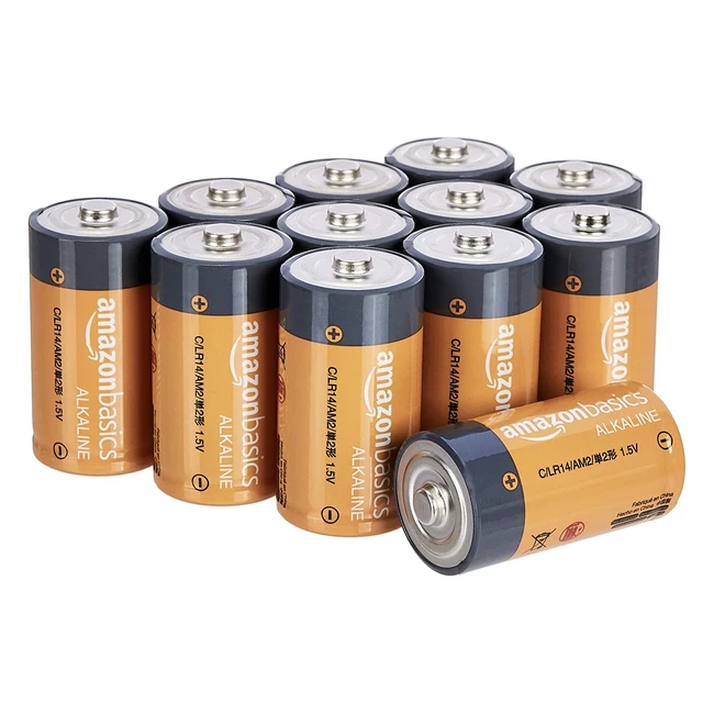 Amazon Basics C-Alkaline Batteries 15V 12-Pack - Long-Lasting Power for Everyday Devices