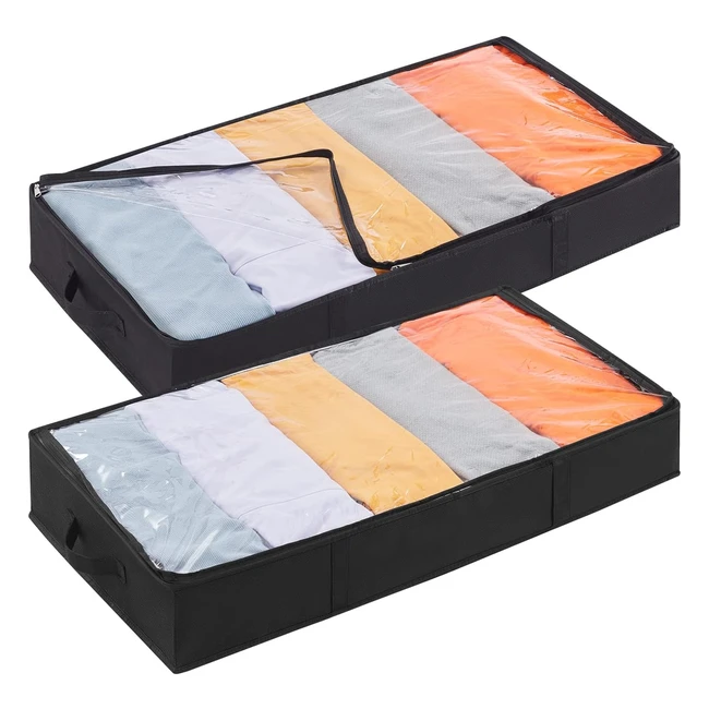 Lifewit 2 Pack Underbed Storage Bags with Lid - Clothes, Blankets, Shoes Organizer - 65L Capacity