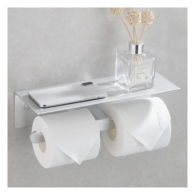 Porte-papier toilette Wopeite double rouleau sans perçage pour salle de bains et cuisine - argent mat