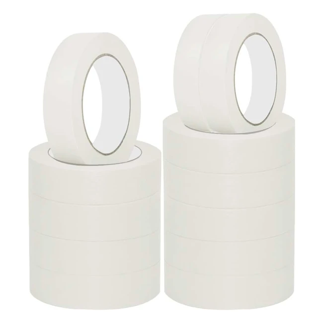 25mm White Painters Masking Tape - 12 Rolls for DIY Crafts, Decorating, and Painting - Easy Peel and Tear
