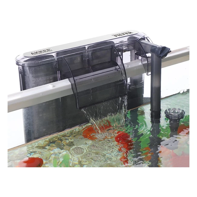 Akkee Hang On Back Filter Aquarium - External Fish Tank Filter with Waterfall Ef