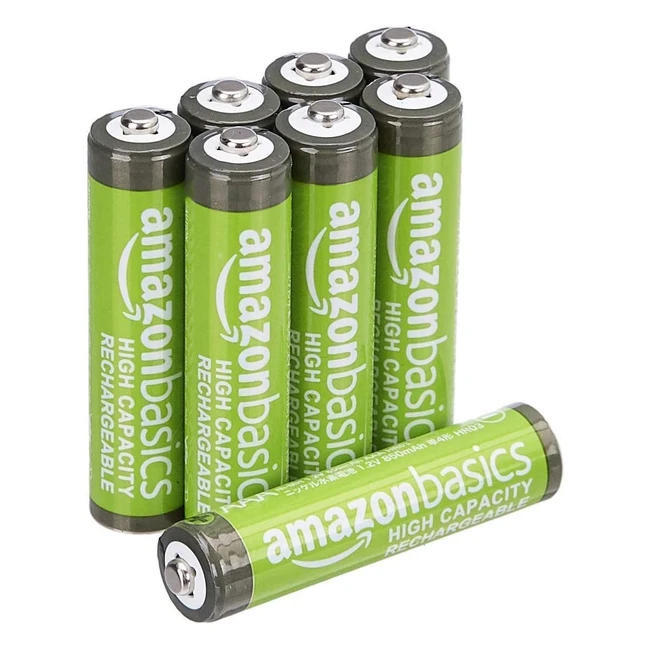 AmazonBasics AAA Hochleistungsakkus wiederaufladbar, vorgeladen (8 Stück, 850 mAh), lang anhaltende Batterielebensdauer