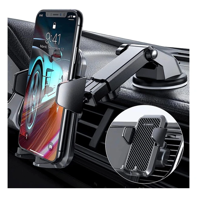Vanmass Handyhalterung fürs Auto - Sichere Befestigung an Windschutzscheibe und Lüftungsgitter - Universal kompatibel mit iPhone, Samsung, Huawei und mehr