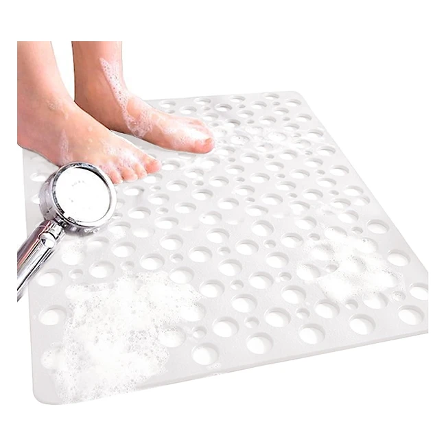 Venuso Non-Slip Shower Mat - Anti-Mould, 53x53cm, Machine Washable, White