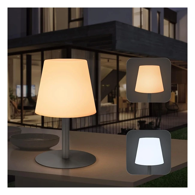 FUYO LED Tischlampe, dimmbar, wiederaufladbar, warmweißes Licht, wasserdicht IP44, für Innen- und Außenbereich, Camping, Garten, Schlafzimmer, grau