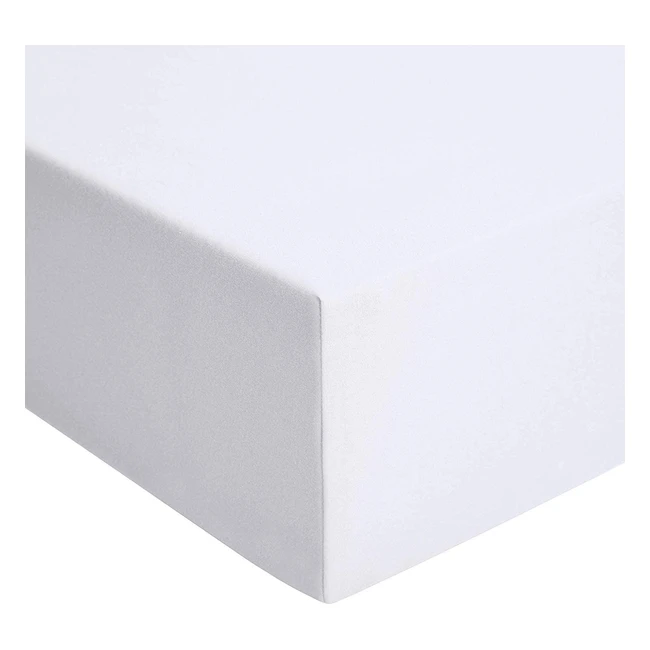 Amazon Basics Jersey Spannbettlaken Weiß 140x200cm - Weich, Atmungsaktiv, OEKO-TEX Zertifiziert